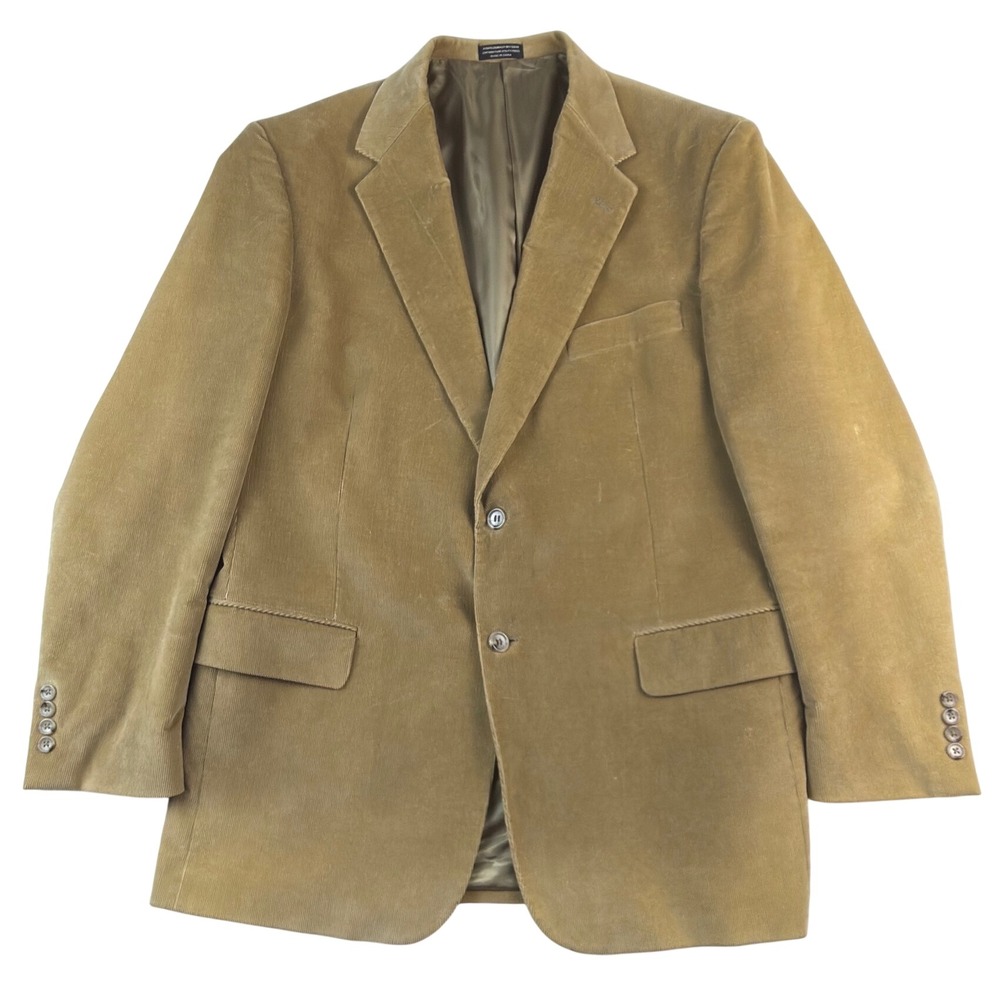 Brooks Brothers Mens Tan Corduroy Blazer Two Button Sport Coat Jacket 46R